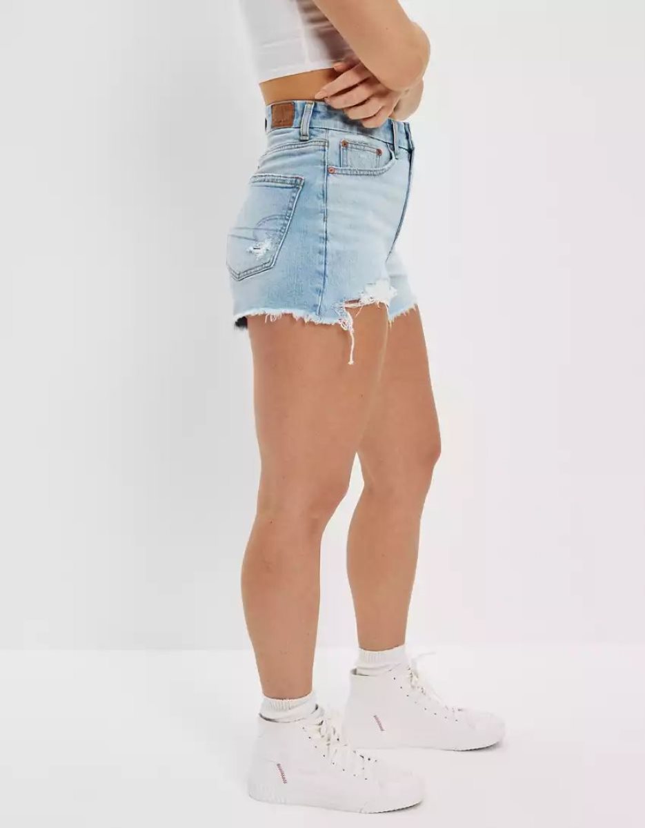 Shorts American Eagle AE Strigid Denim Curvy Highest Taille '90s Boyfriend Lavage Clair Femme | IPL-24736899